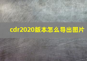 cdr2020版本怎么导出图片