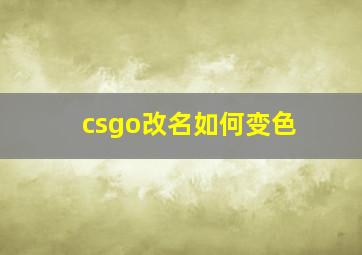 csgo改名如何变色