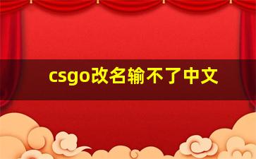 csgo改名输不了中文