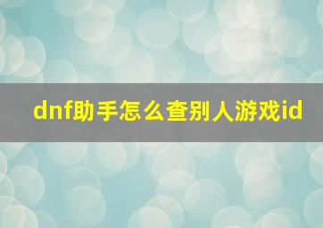 dnf助手怎么查别人游戏id