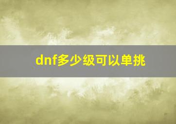 dnf多少级可以单挑