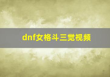 dnf女格斗三觉视频