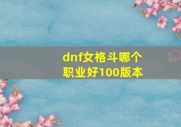 dnf女格斗哪个职业好100版本