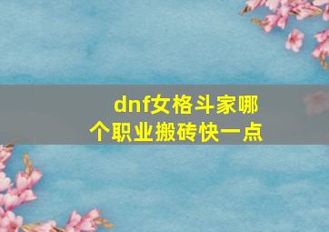 dnf女格斗家哪个职业搬砖快一点