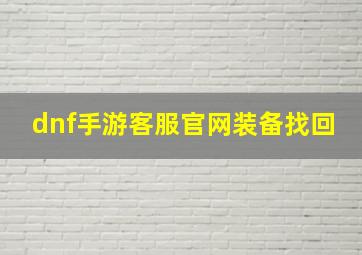 dnf手游客服官网装备找回