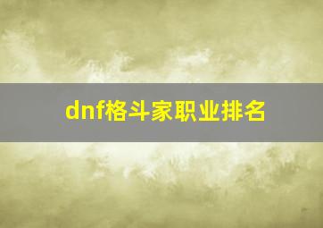 dnf格斗家职业排名