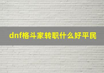 dnf格斗家转职什么好平民