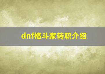 dnf格斗家转职介绍