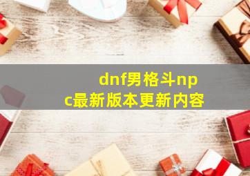 dnf男格斗npc最新版本更新内容