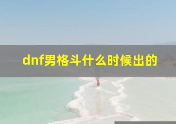 dnf男格斗什么时候出的