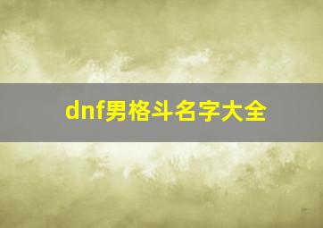 dnf男格斗名字大全