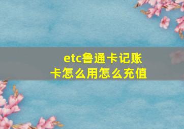 etc鲁通卡记账卡怎么用怎么充值