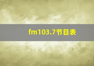 fm103.7节目表