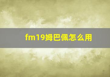 fm19姆巴佩怎么用