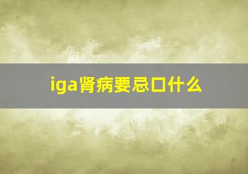 iga肾病要忌口什么