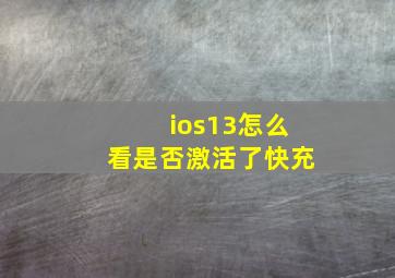 ios13怎么看是否激活了快充