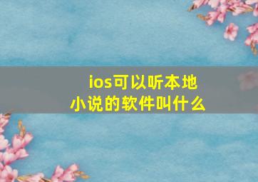 ios可以听本地小说的软件叫什么