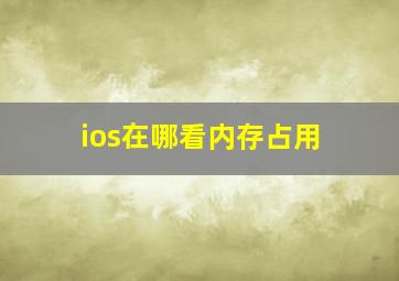 ios在哪看内存占用