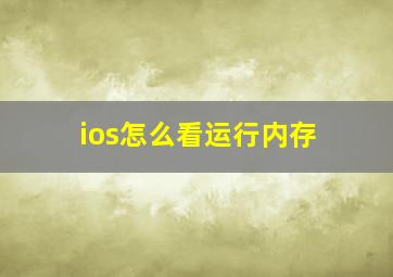 ios怎么看运行内存