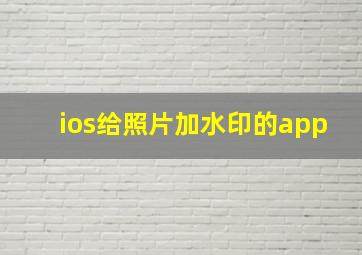 ios给照片加水印的app