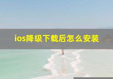 ios降级下载后怎么安装