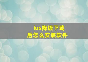 ios降级下载后怎么安装软件