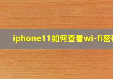 iphone11如何查看wi-fi密码