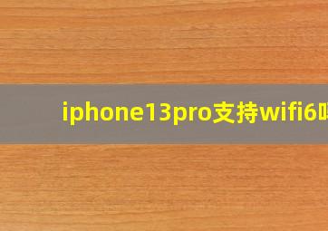 iphone13pro支持wifi6吗