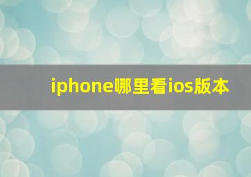 iphone哪里看ios版本