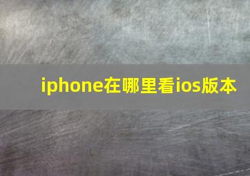 iphone在哪里看ios版本