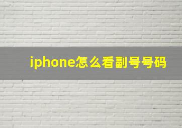 iphone怎么看副号号码