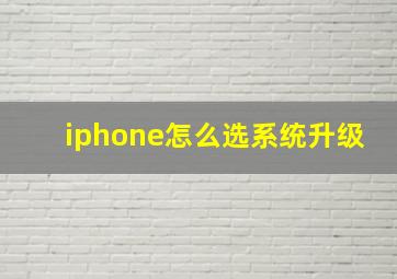 iphone怎么选系统升级