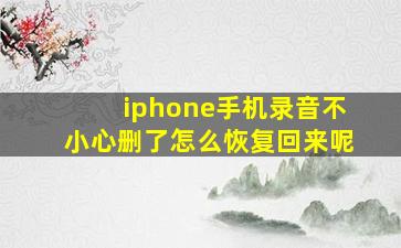 iphone手机录音不小心删了怎么恢复回来呢