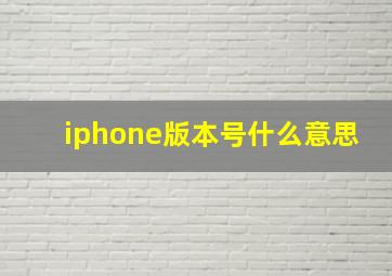 iphone版本号什么意思