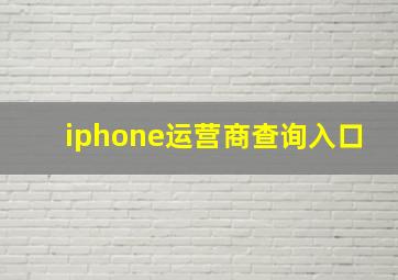 iphone运营商查询入口