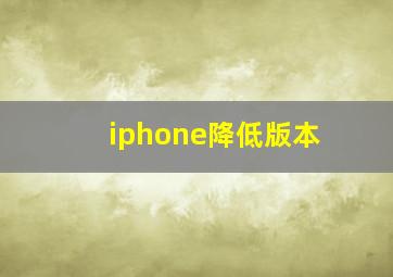 iphone降低版本