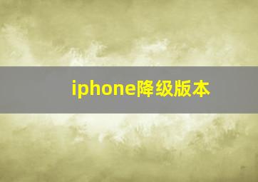 iphone降级版本