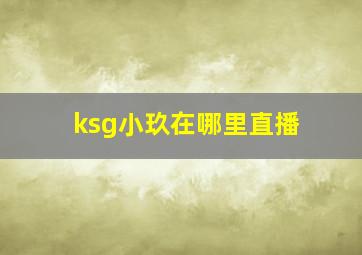 ksg小玖在哪里直播