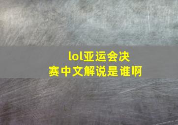 lol亚运会决赛中文解说是谁啊