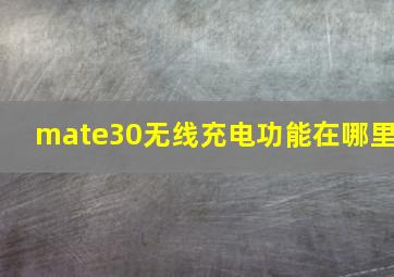 mate30无线充电功能在哪里