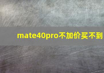 mate40pro不加价买不到