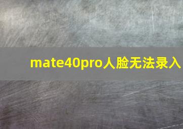 mate40pro人脸无法录入