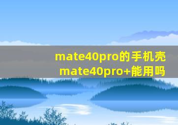 mate40pro的手机壳mate40pro+能用吗