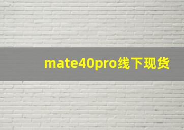 mate40pro线下现货