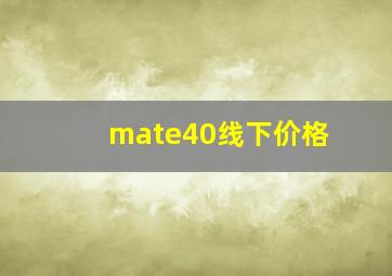 mate40线下价格