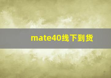 mate40线下到货