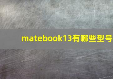 matebook13有哪些型号