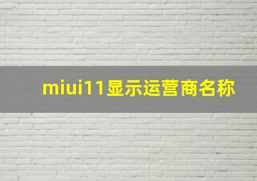 miui11显示运营商名称