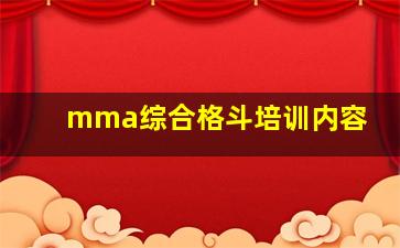 mma综合格斗培训内容