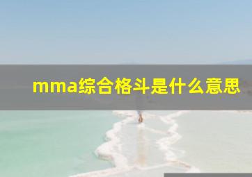 mma综合格斗是什么意思